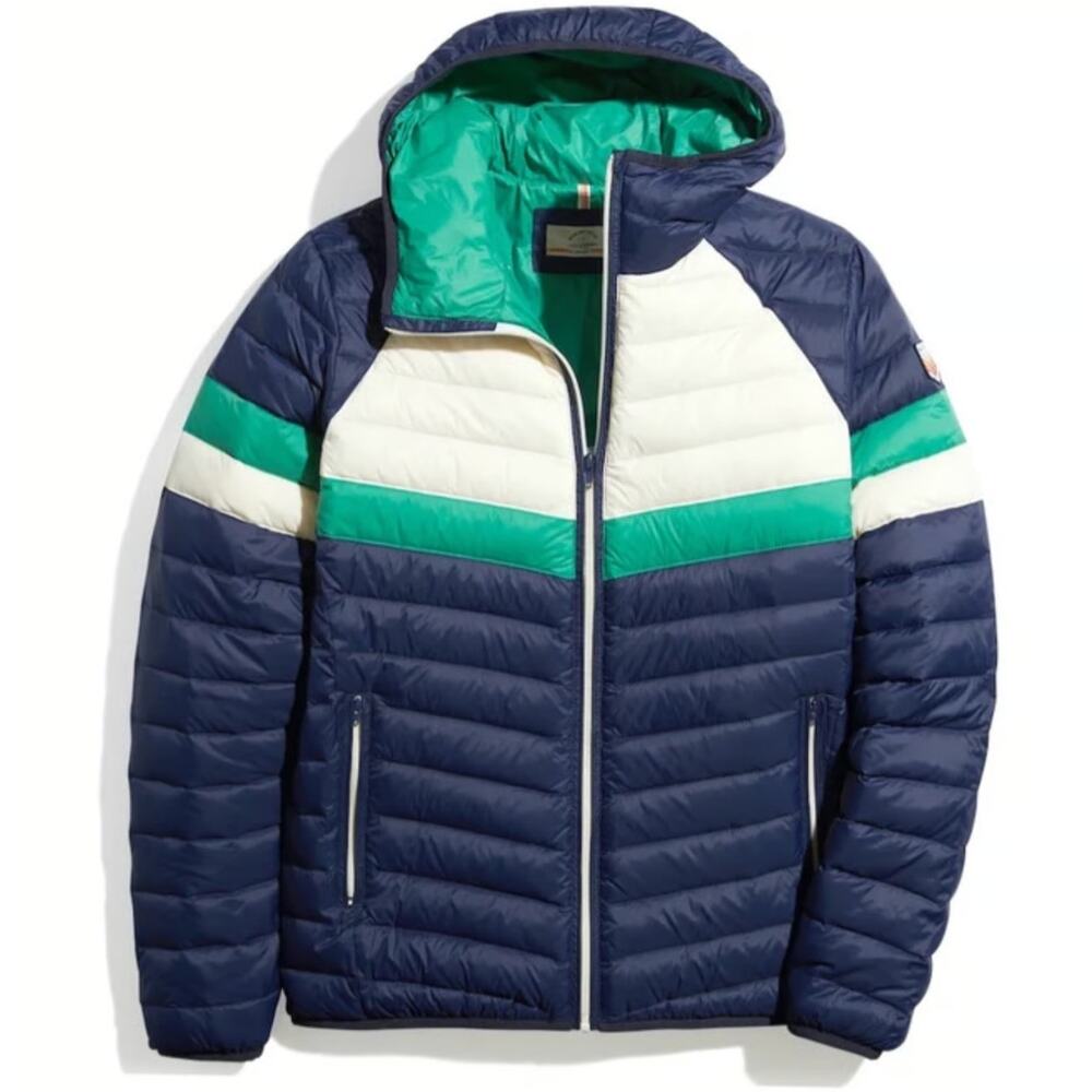 Marine Layer Lost & Found Mens XL $225 Brighton Down Jacket Retro Puffer Hood